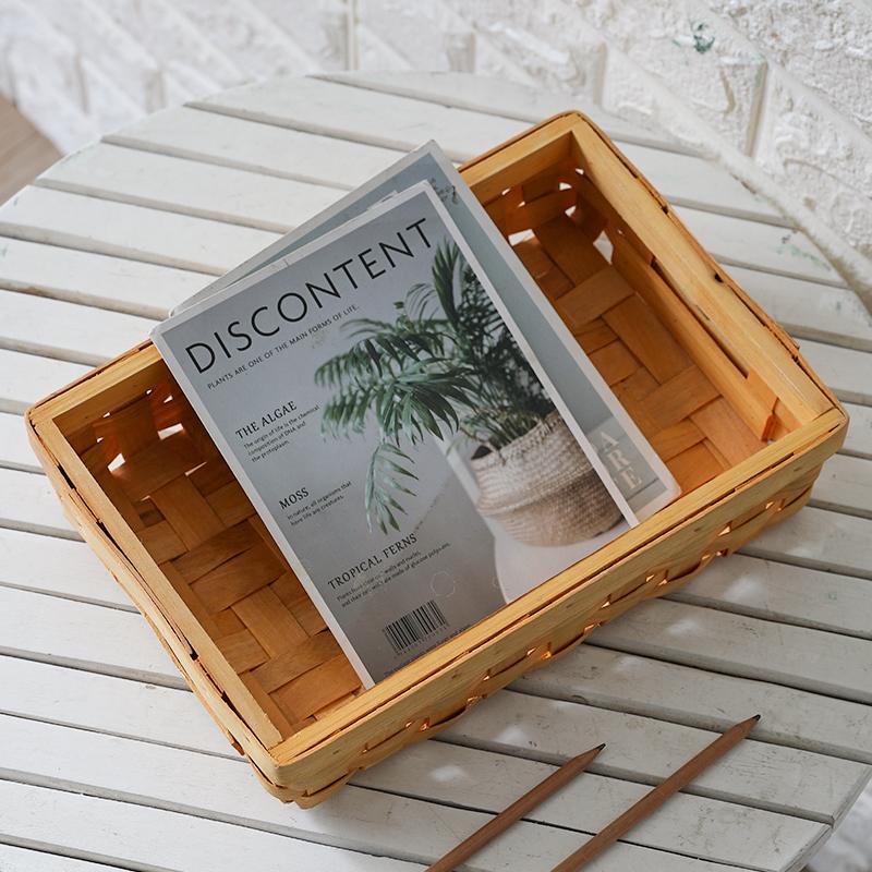 Rectangle Wood Woven Compact Boxy Storage Tray - Organization > Storage Containers > Storage Trays - DINIBLO 