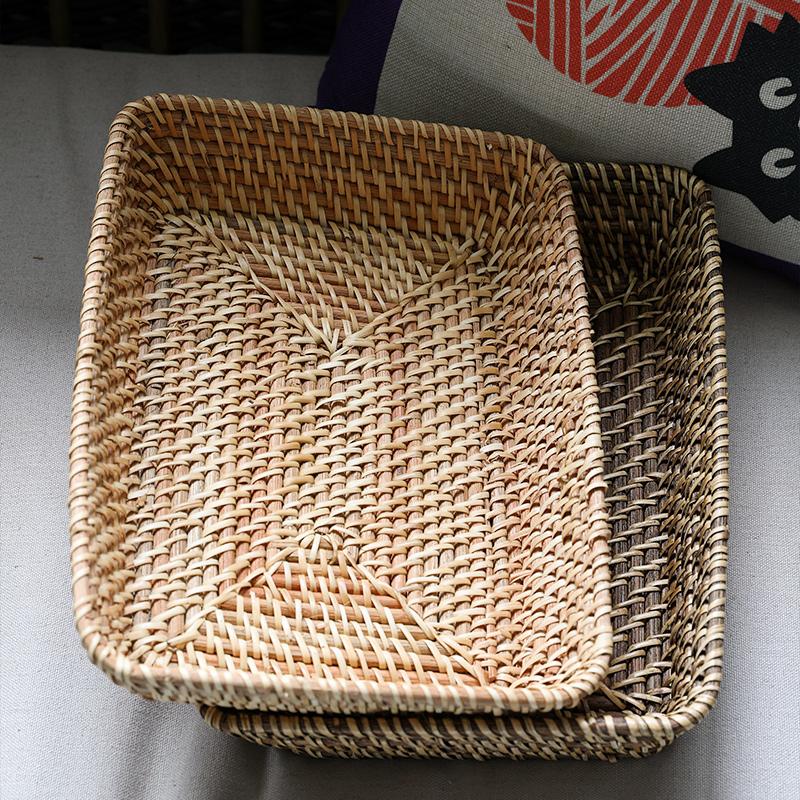 Rectangular Rattan Basket and  Serving Tray - Organization > Storage Containers > Storage Trays - DINIBLO 