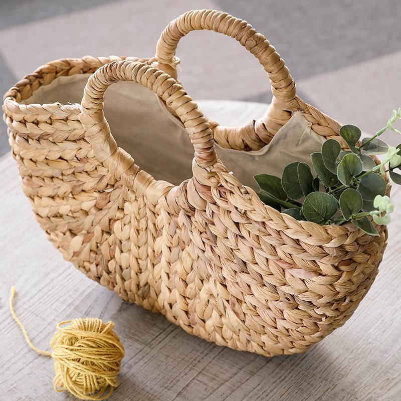 Quasi Semi-Circle Shaped Shopping Basket with Handles - Organization > Storage Containers > Storage Baskets & Bins & Boxes - DINIBLO 