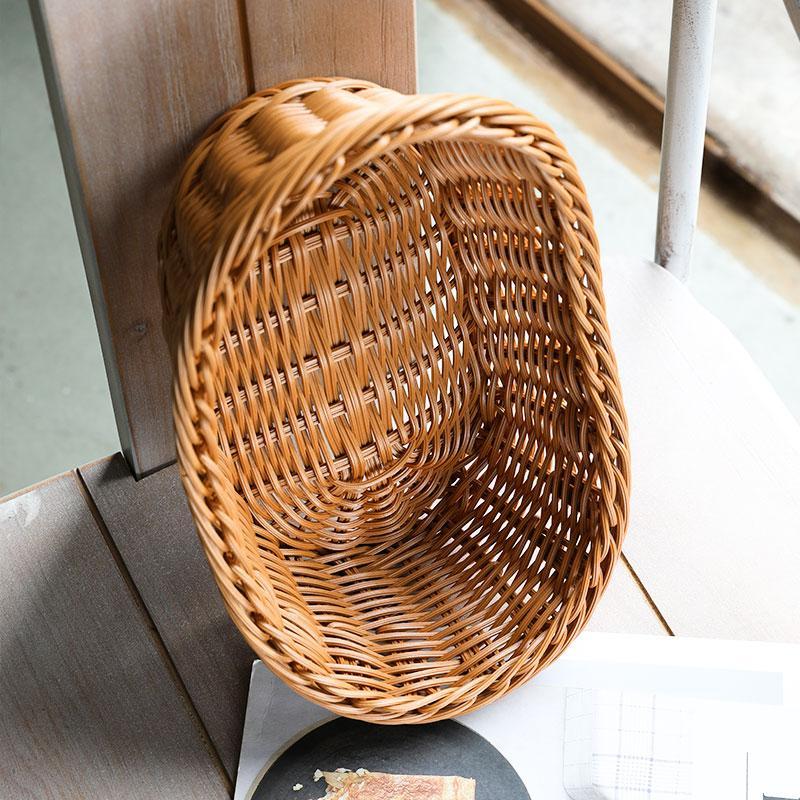 Rustic Wooden Natural Oval Shaped Plastic Storage Basket - Organization > Storage Containers > Storage Baskets & Bins & Boxes - DINIBLO 