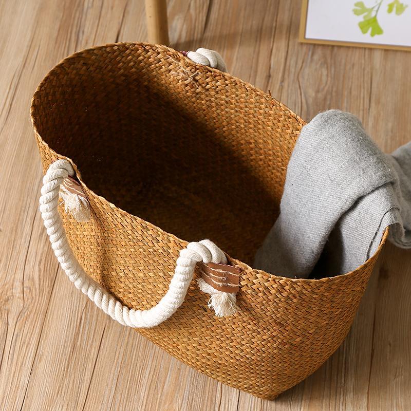 Tapered Shopping Basket Panic Hamper with Rope Handles - Organization > Storage Containers > Storage Baskets & Bins & Boxes - DINIBLO 