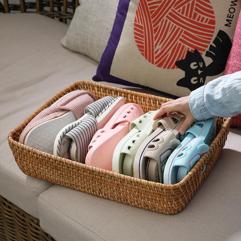 Rustic Rattan Storage Serving Tray/Basket - Organization > Storage Containers > Storage Trays - DINIBLO 