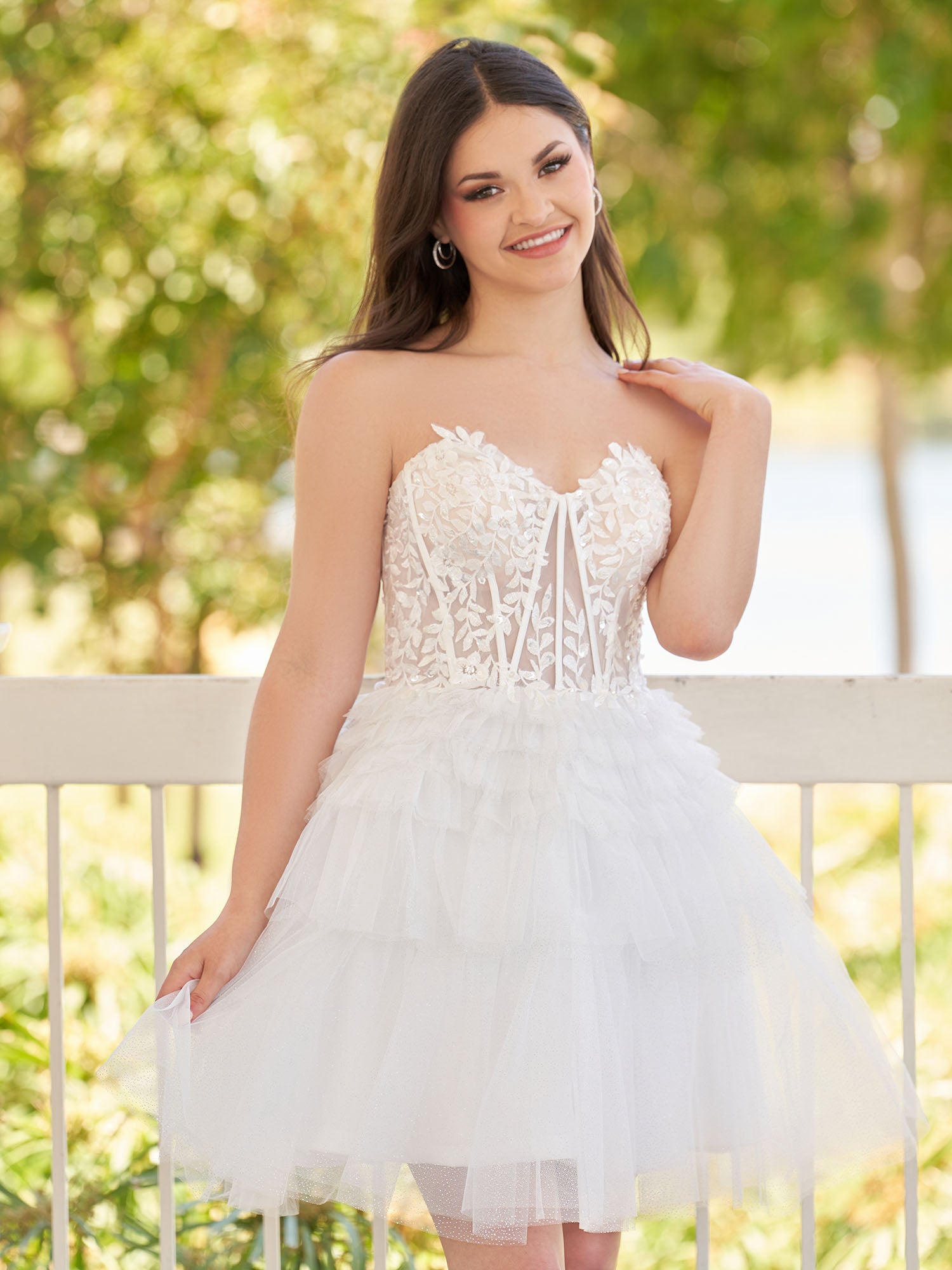 Ivy | A-Line Sweetheart White Lace Short Homecoming Dress - Homecoming Dresses - DINIBLO 