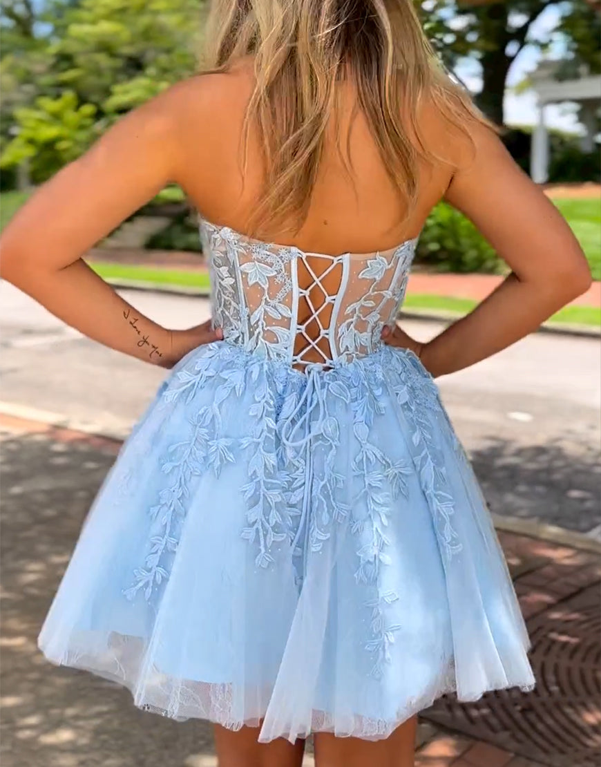 Yasmin |A-line Appliques Corset Homecoming Dress - Homecoming Dress - DINIBLO 