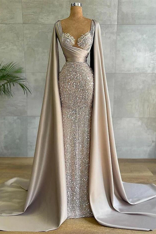 Luxurious Mermaid Long with Cape Sleeve Elegant Evening Dress - Prom Dresses - DINIBLO 