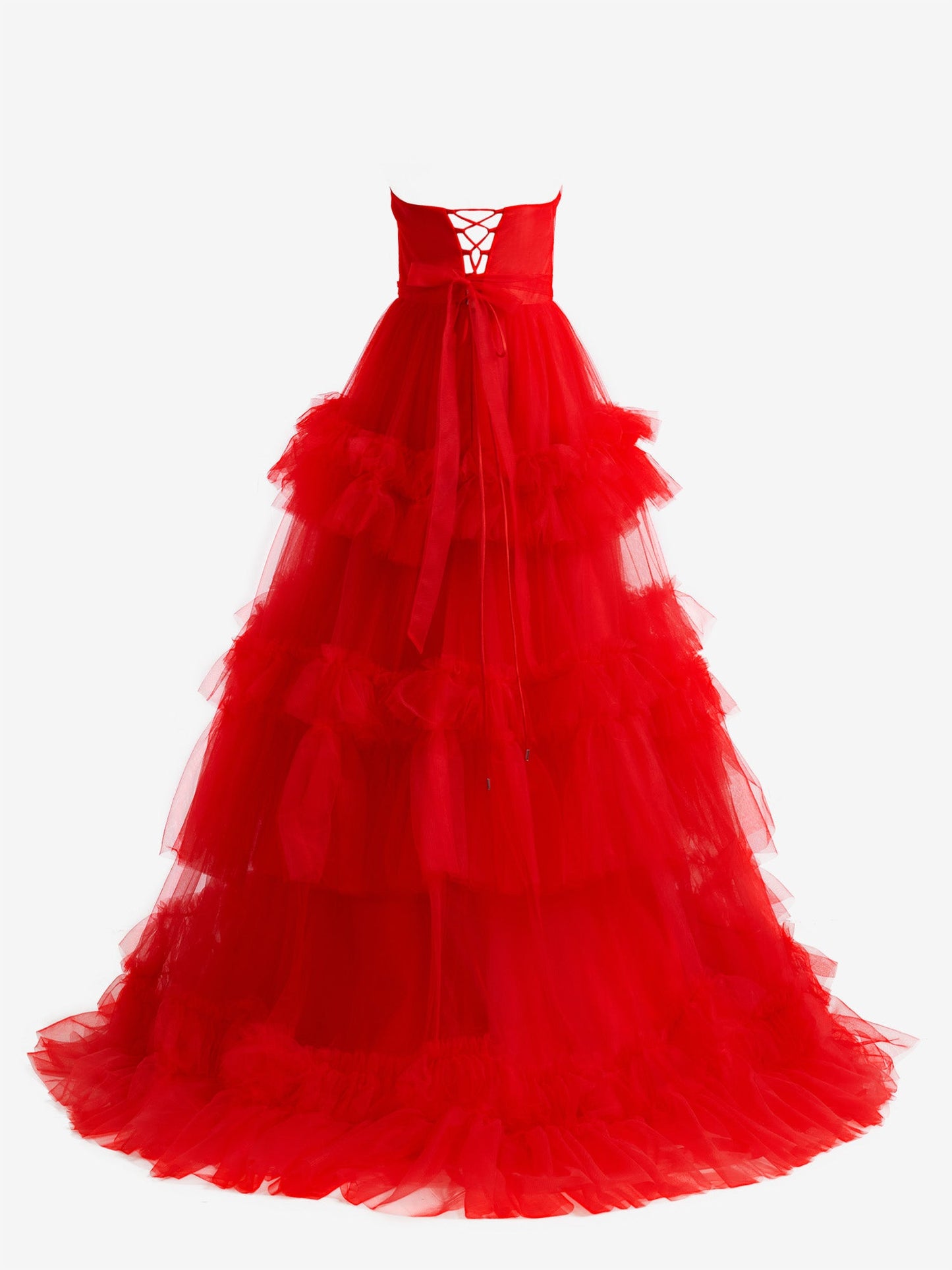 Matilda |A-Line Strapless Ruffled Tulle Prom Dress - Prom Dress - DINIBLO 