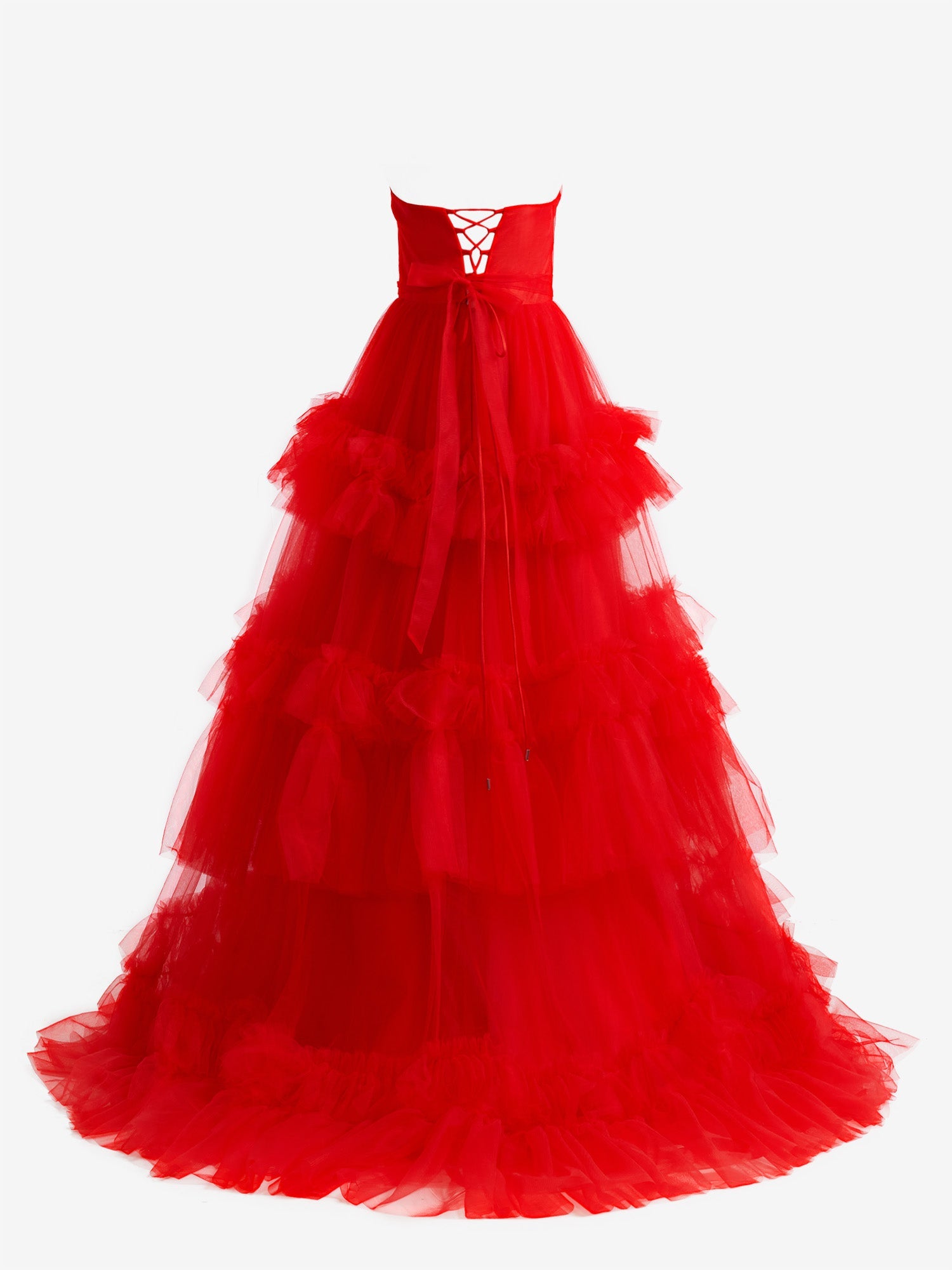 Matilda |A-Line Strapless Ruffled Tulle Prom Dress - Prom Dress - DINIBLO 