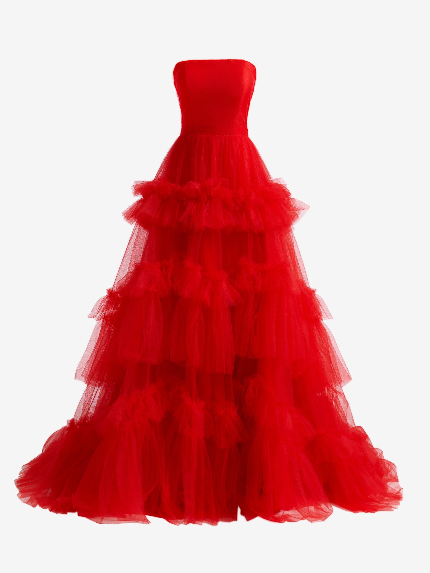 Matilda |A-Line Strapless Ruffled Tulle Prom Dress - Prom Dress - DINIBLO 