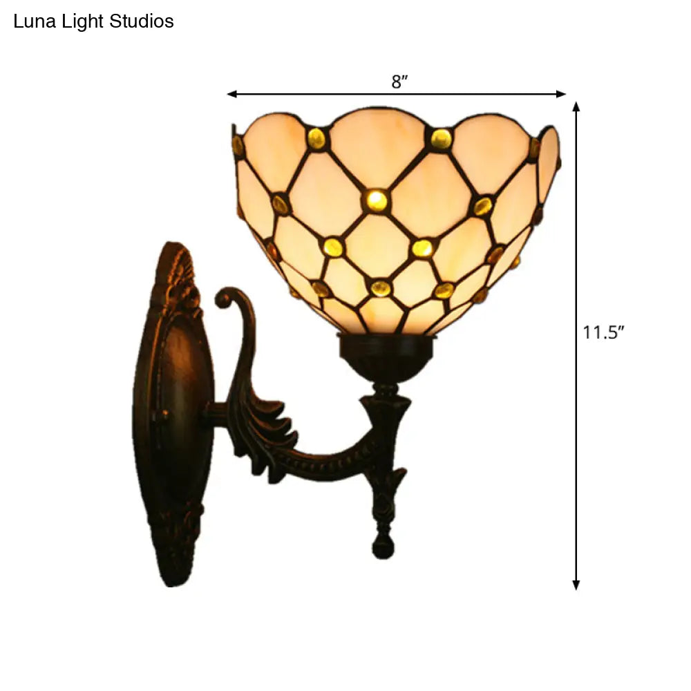 Mediterranean Brass Wall Sconce – Elegant Geometry Cut Glass Shade for Corridor Lighting -  - DINIBLO 