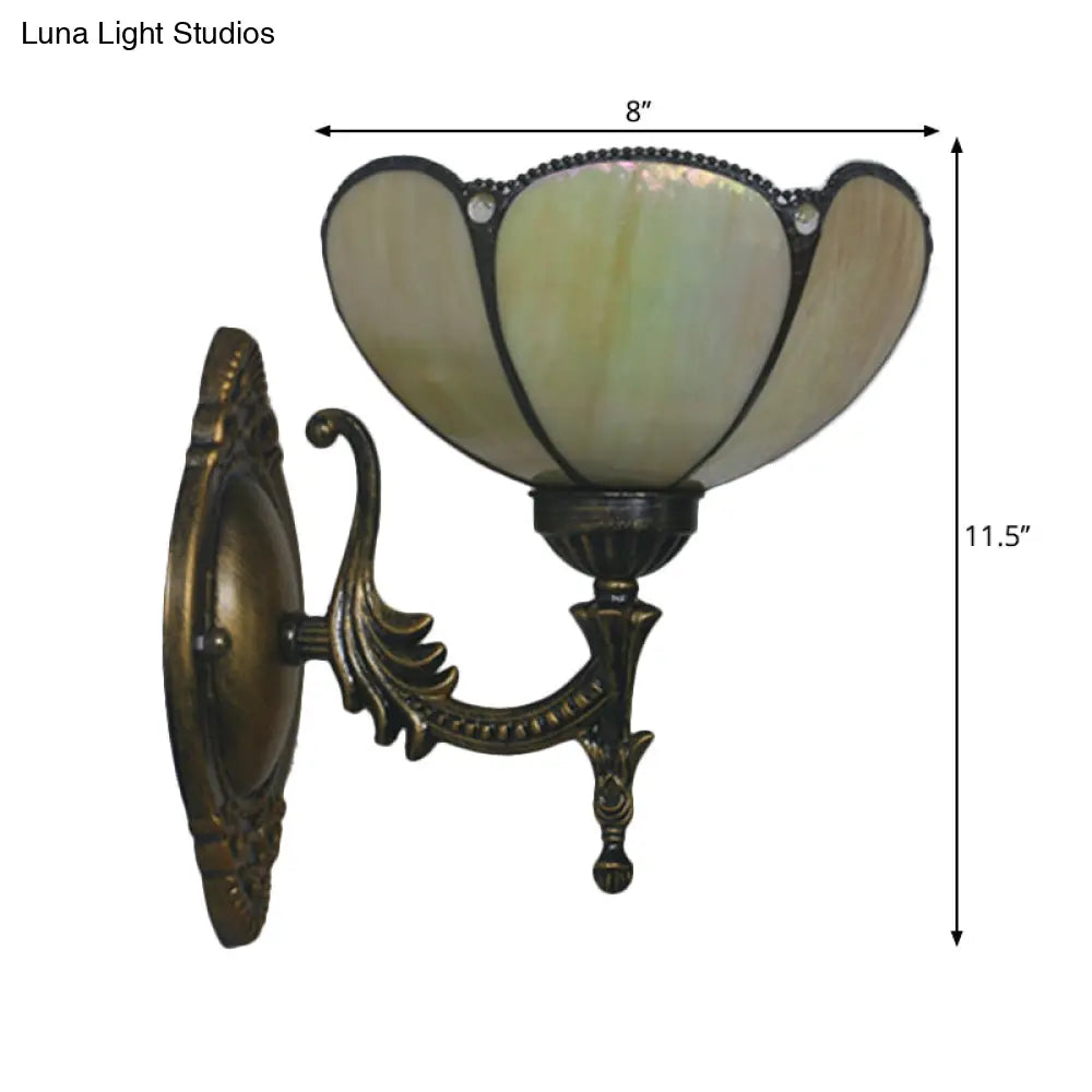 Mediterranean Brass Wall Sconce – Elegant Geometry Cut Glass Shade for Corridor Lighting -  - DINIBLO 