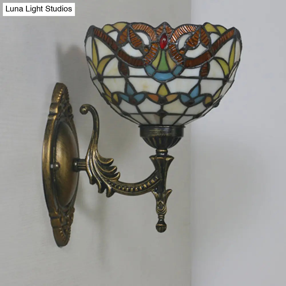 Mediterranean Brass Wall Sconce – Elegant Geometry Cut Glass Shade for Corridor Lighting -  - DINIBLO 