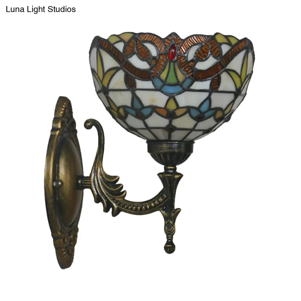 Mediterranean Brass Wall Sconce – Elegant Geometry Cut Glass Shade for Corridor Lighting -  - DINIBLO 