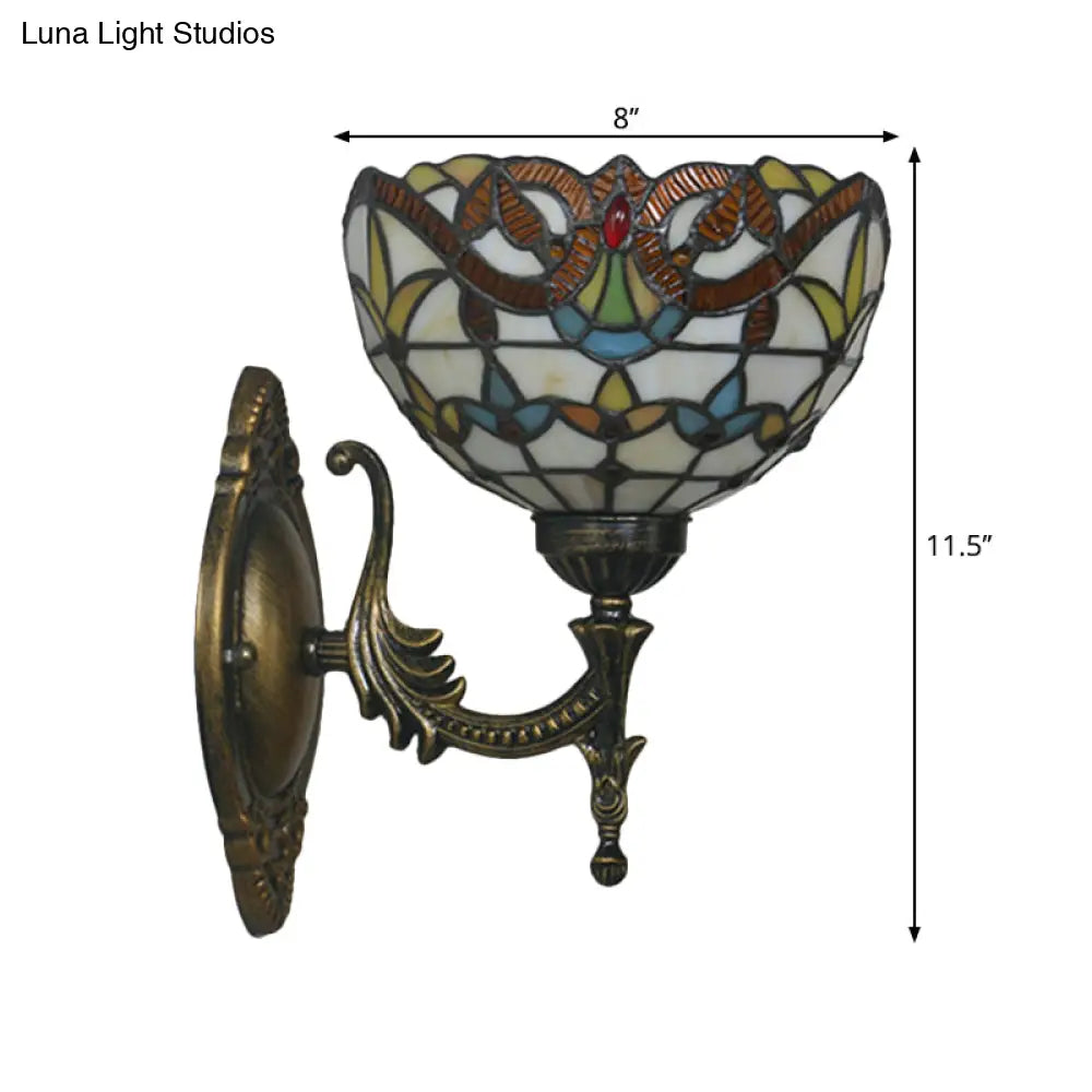 Mediterranean Brass Wall Sconce – Elegant Geometry Cut Glass Shade for Corridor Lighting -  - DINIBLO 