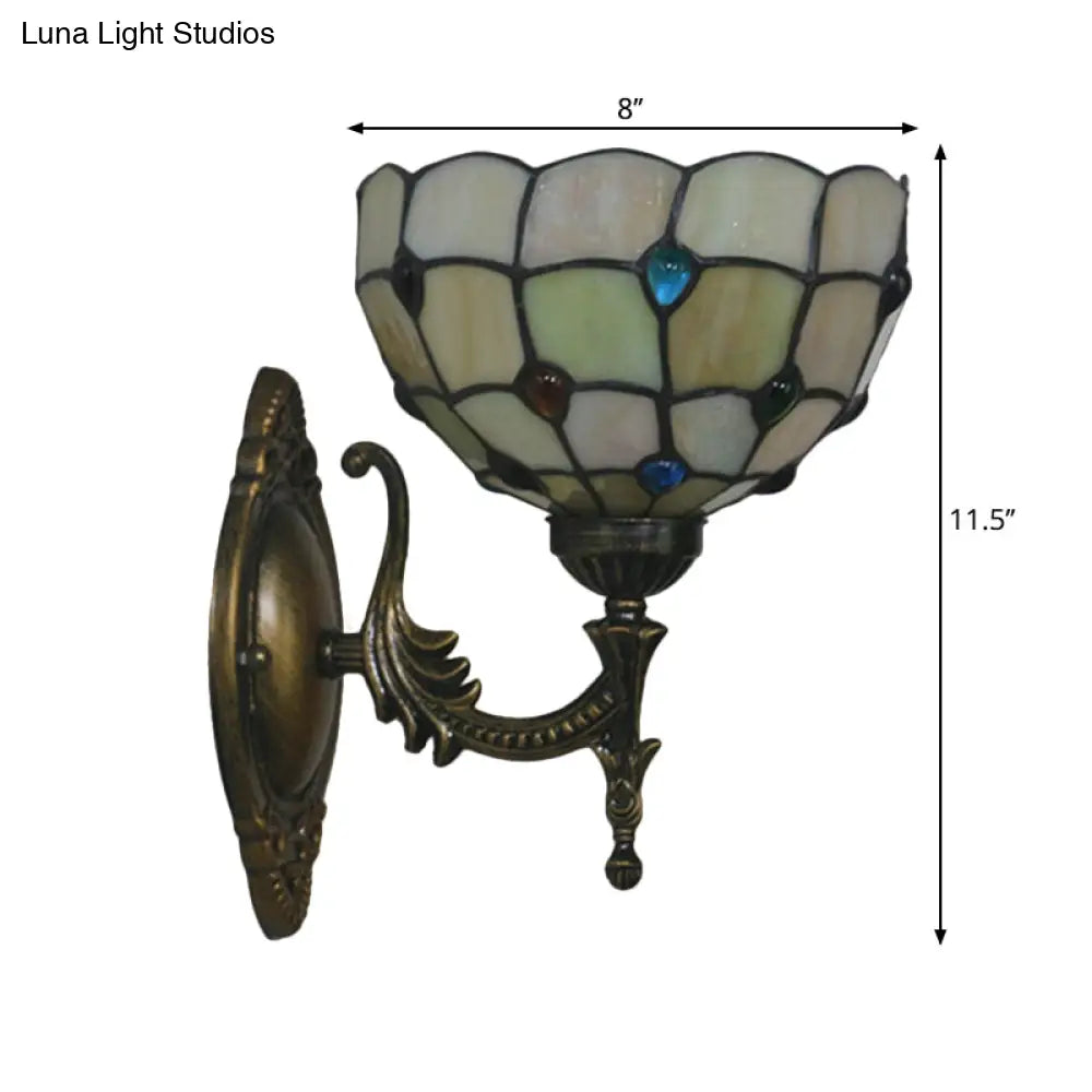 Mediterranean Brass Wall Sconce – Elegant Geometry Cut Glass Shade for Corridor Lighting -  - DINIBLO 