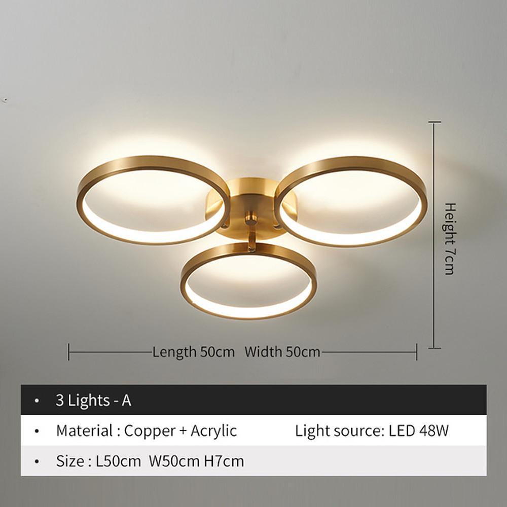 3-light Circular Copper LED Modern Flush Mount Lighting Ceiling Lights - Lighting > Ceiling lights > Semi-flush mount lighting - DINIBLO 