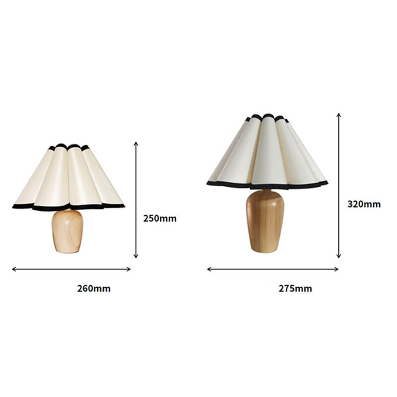 Pleated Wooden Base Table Lamp - Table Lamp - DINIBLO 