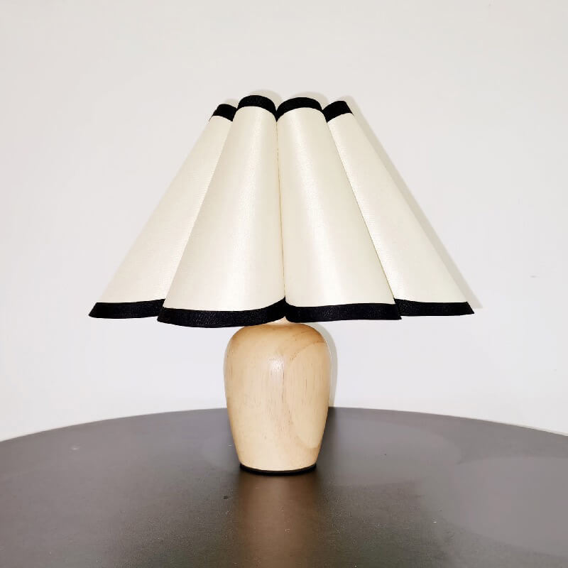 Pleated Wooden Base Table Lamp - Table Lamp - DINIBLO 