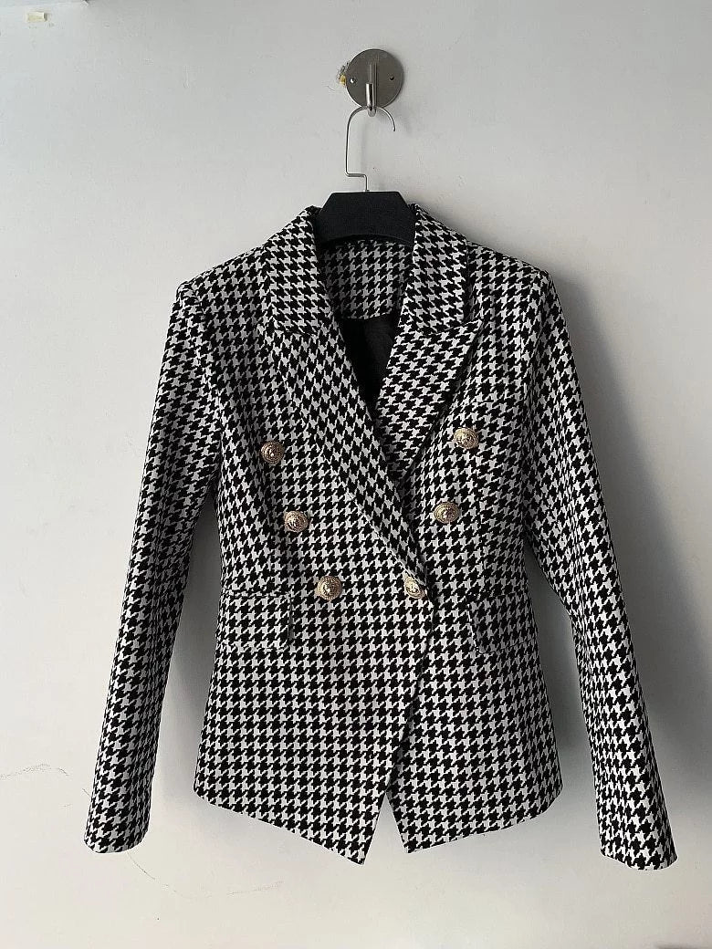 The Paulette Slim Fit Houndstooth Blazer -  - DINIBLO 