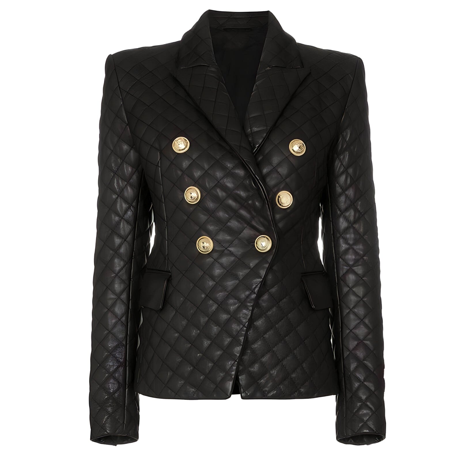 The Cynthia Quilted Faux Leather Blazer -  - DINIBLO 