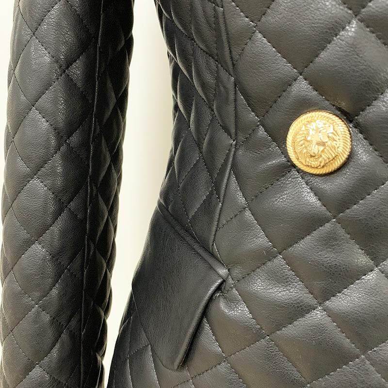 The Cynthia Quilted Faux Leather Blazer -  - DINIBLO 