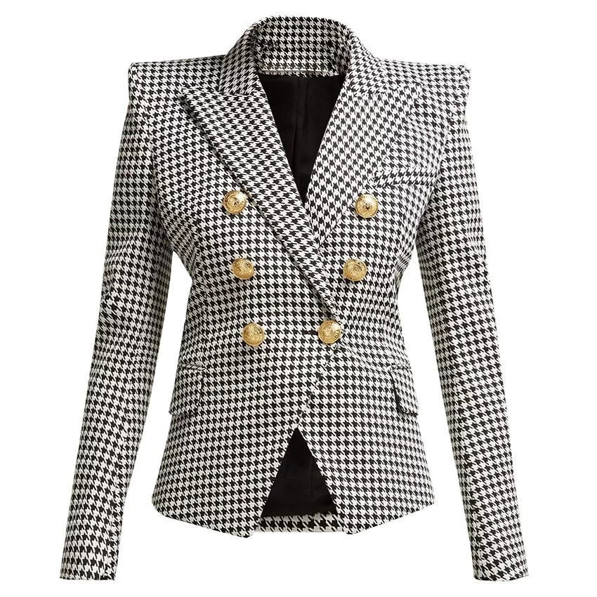 The Paulette Slim Fit Houndstooth Blazer -  - DINIBLO 