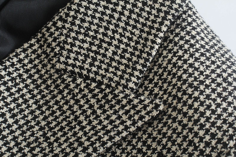 Houndstooth Double Breasted Blazer -  - DINIBLO 