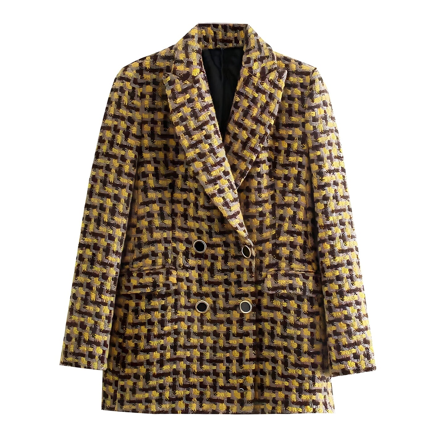 The Hive Houndstooth Long Sleeve Blazer -  - DINIBLO 