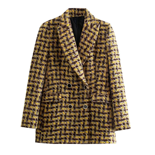 The Hive Houndstooth Long Sleeve Blazer -  - DINIBLO 