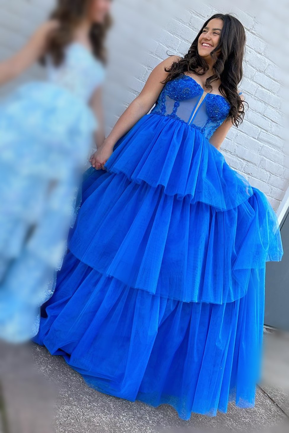 Tiered Ruffle Sequin-Embroidery Corset Long Prom Gown - Prom Dress - DINIBLO 