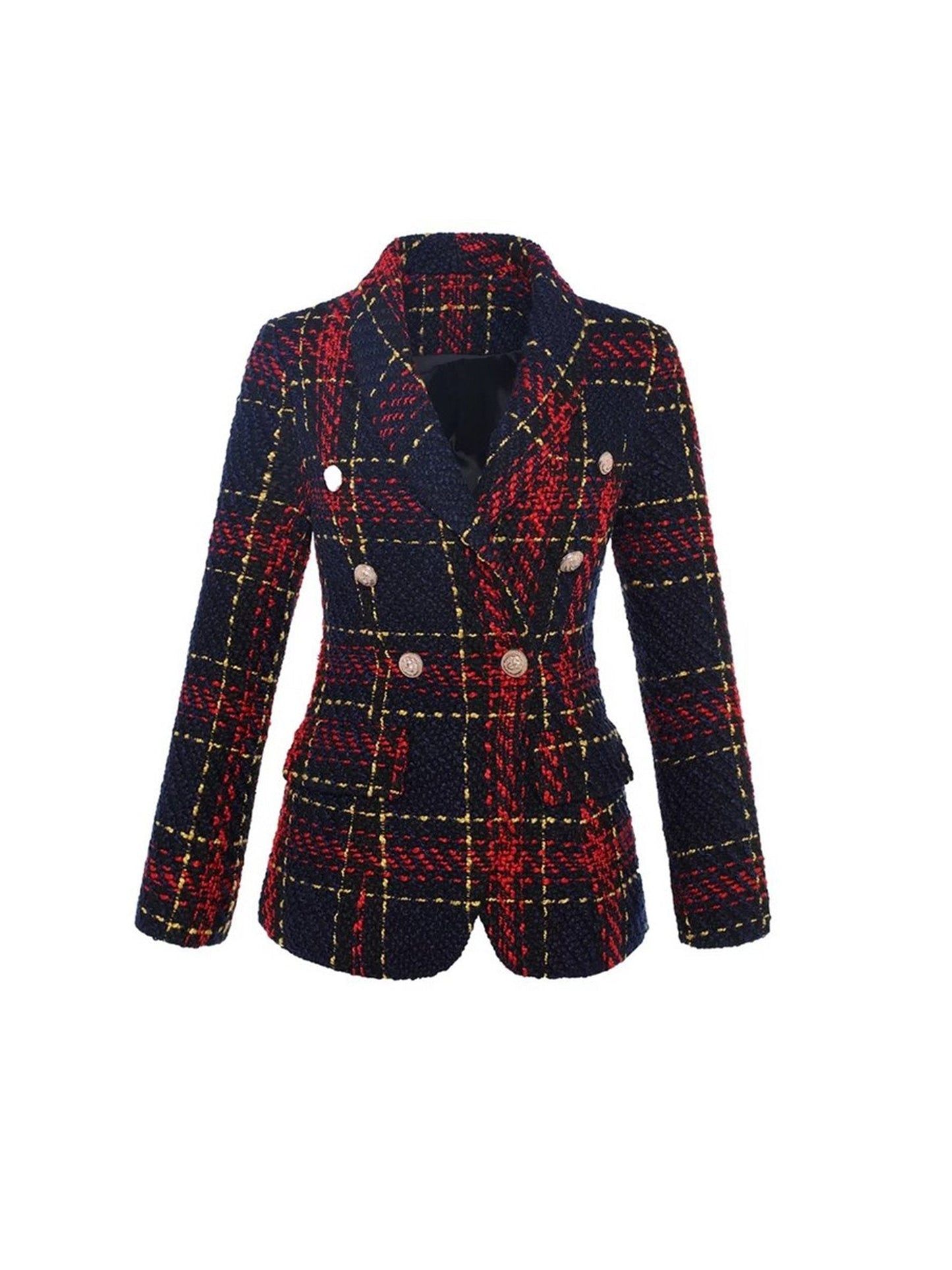 Navy-Red Tweed Blazer -  - DINIBLO 