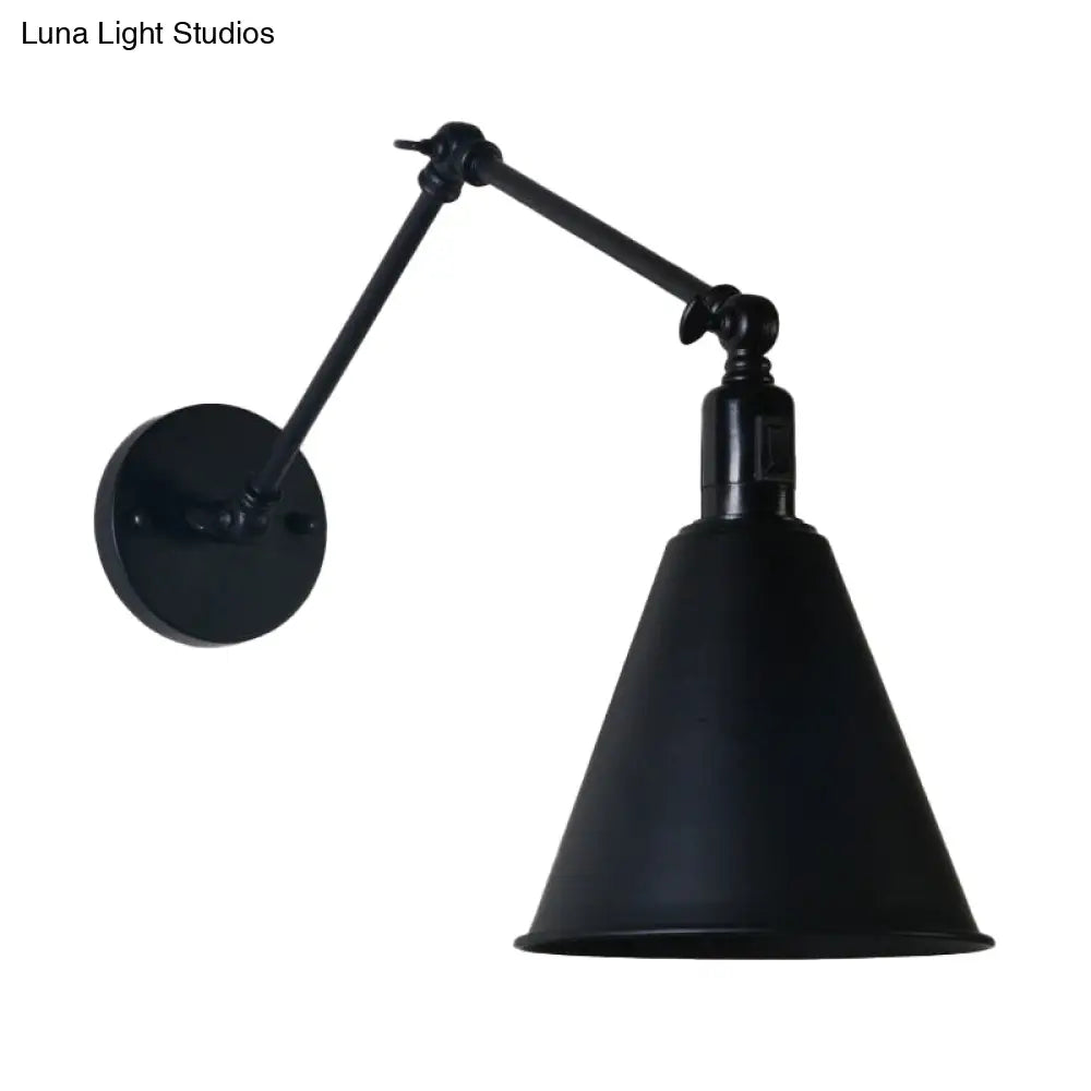 Retro Black Iron Wall Lamp with Adjustable Arm - Single-Bulb Wall Mount Light Fixture -  - DINIBLO 