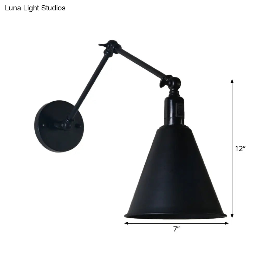 Retro Black Iron Wall Lamp with Adjustable Arm - Single-Bulb Wall Mount Light Fixture -  - DINIBLO 