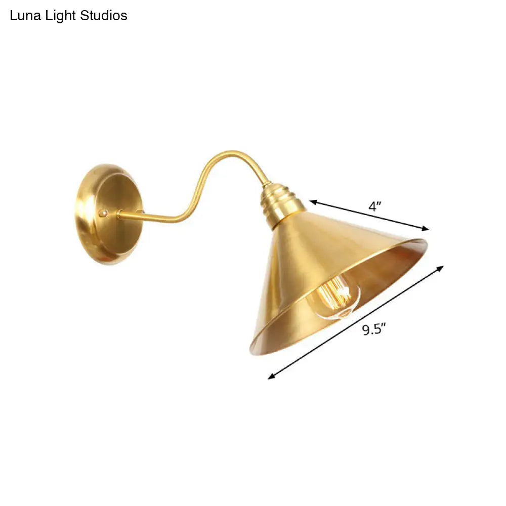 Retro Brass Gooseneck Wall Reading Lamp with 1-Light, Metallic Finish and Assorted Shades -  - DINIBLO 