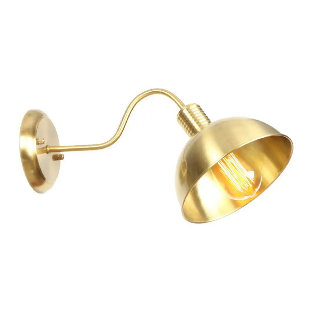 Retro Brass Gooseneck Wall Reading Lamp with 1-Light, Metallic Finish and Assorted Shades -  - DINIBLO 