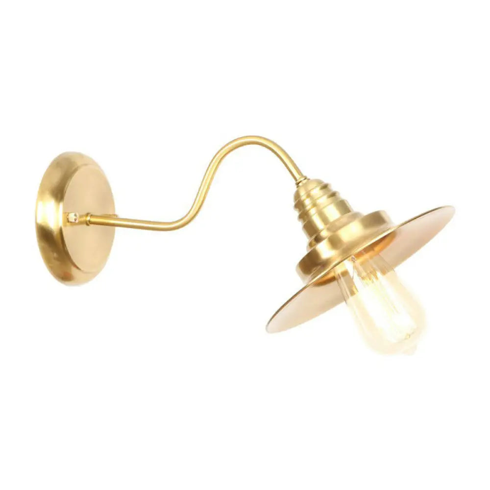 Retro Brass Gooseneck Wall Reading Lamp with 1-Light, Metallic Finish and Assorted Shades -  - DINIBLO 