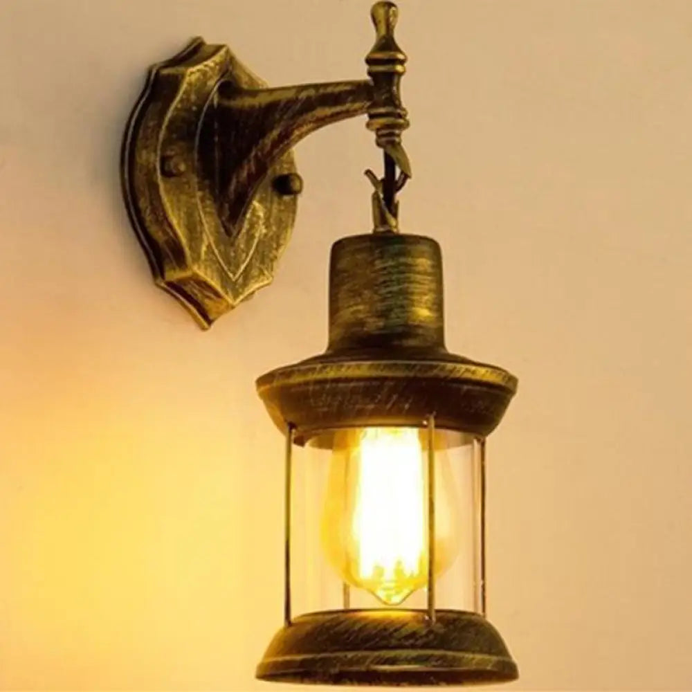 Retro Lantern Style Iron Wall Light - 1-Light Corridor Kerosene Fixture -  - DINIBLO 