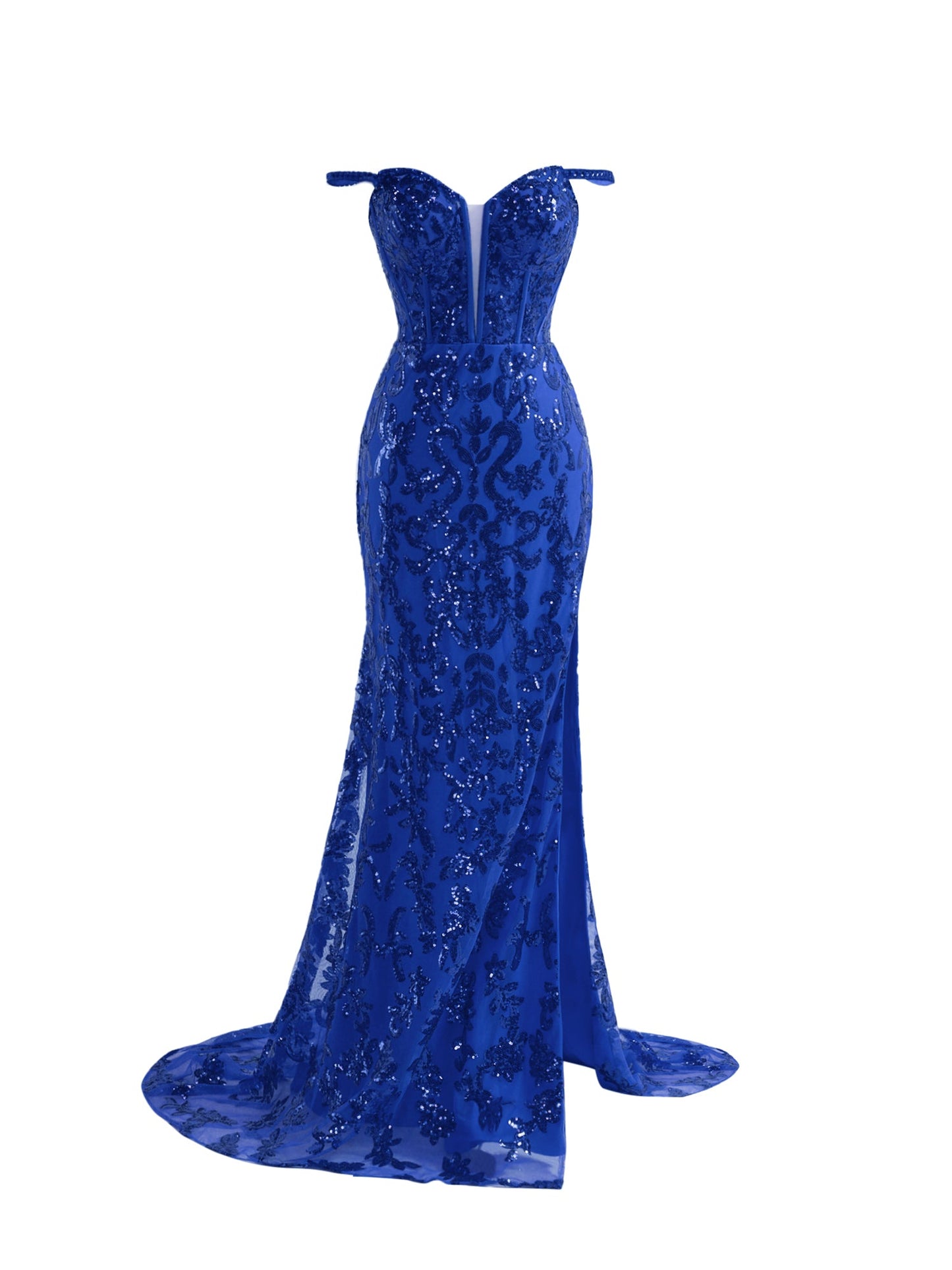 Erryn |Sparkly Blue Sheath Sequins Long Prom Dress with Slit - Prom Dress - DINIBLO 