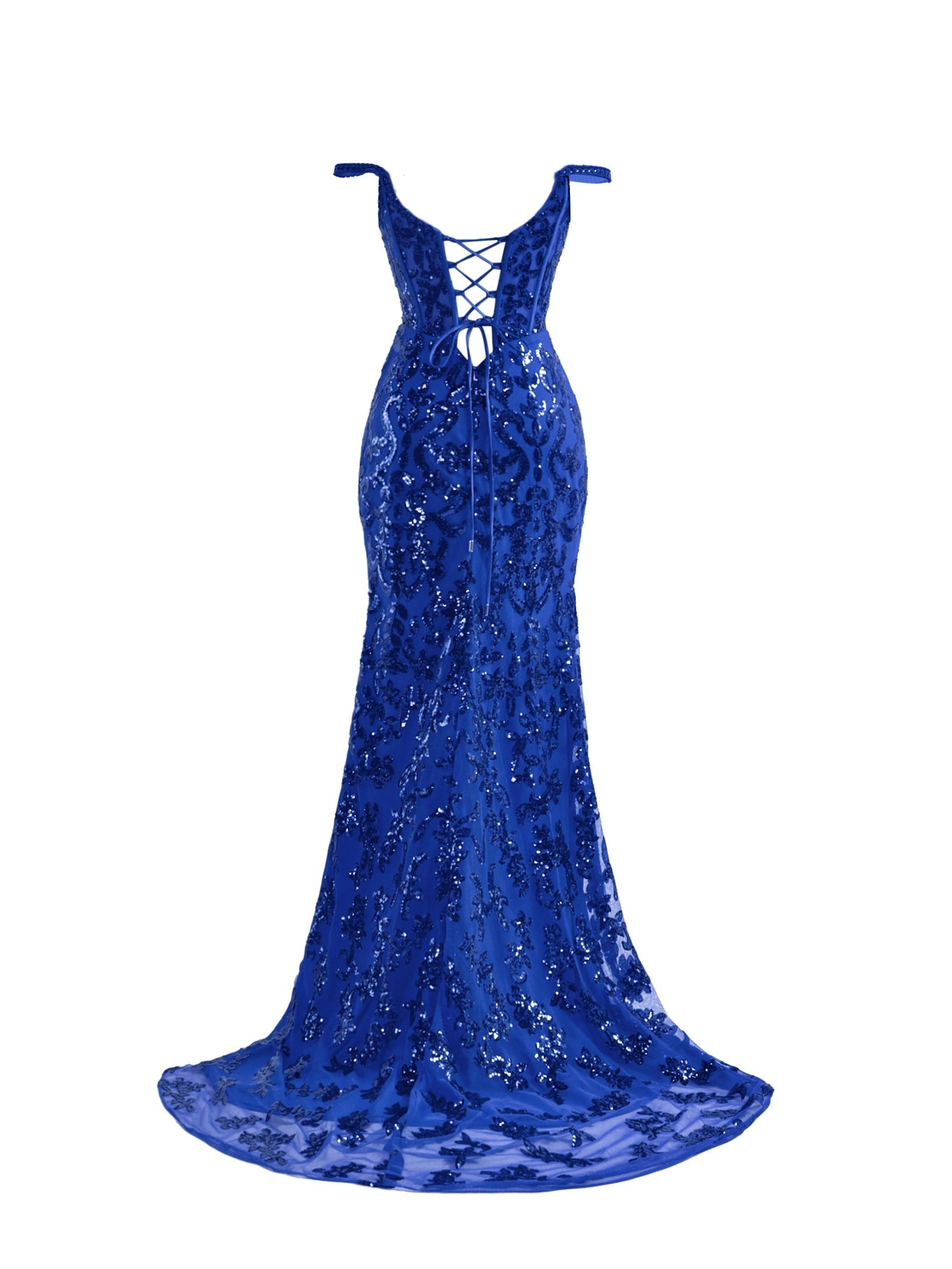 Erryn |Sparkly Blue Sheath Sequins Long Prom Dress with Slit - Prom Dress - DINIBLO 