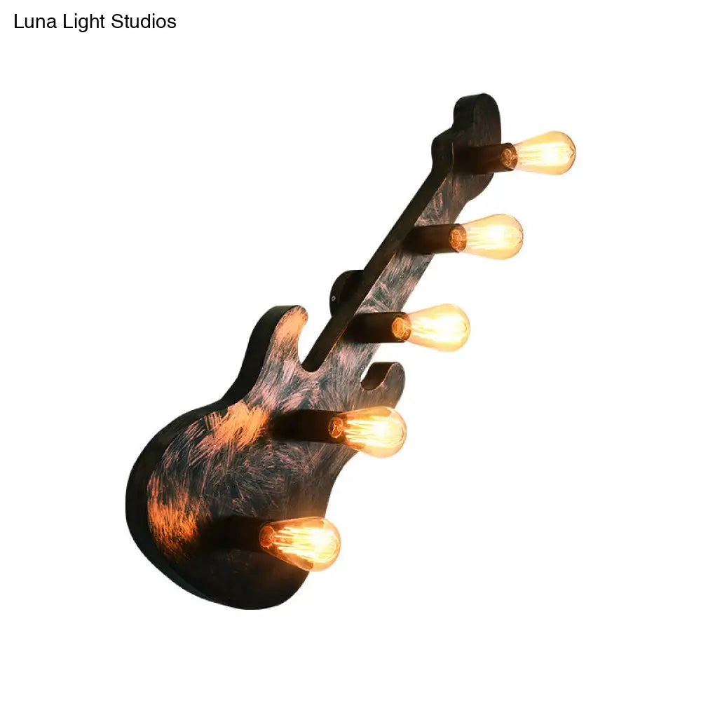 Rustic 5-Light Wall Sconce: Vintage Bare Open Metal Design with Guitar Backplate -  - DINIBLO 