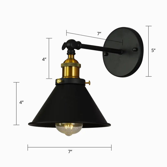 Rustic Black & Brass Wall Mount Sconce Lamp with Swivel – Single Shade -  - DINIBLO 