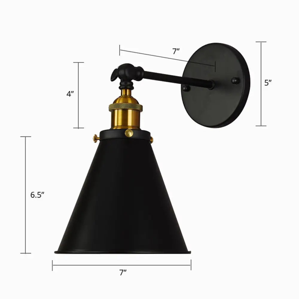 Rustic Black & Brass Wall Mount Sconce Lamp with Swivel – Single Shade -  - DINIBLO 