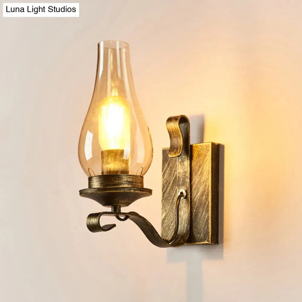 Rustic Clear Glass Lantern Wall Sconce - Perfect Living Room Lighting -  - DINIBLO 