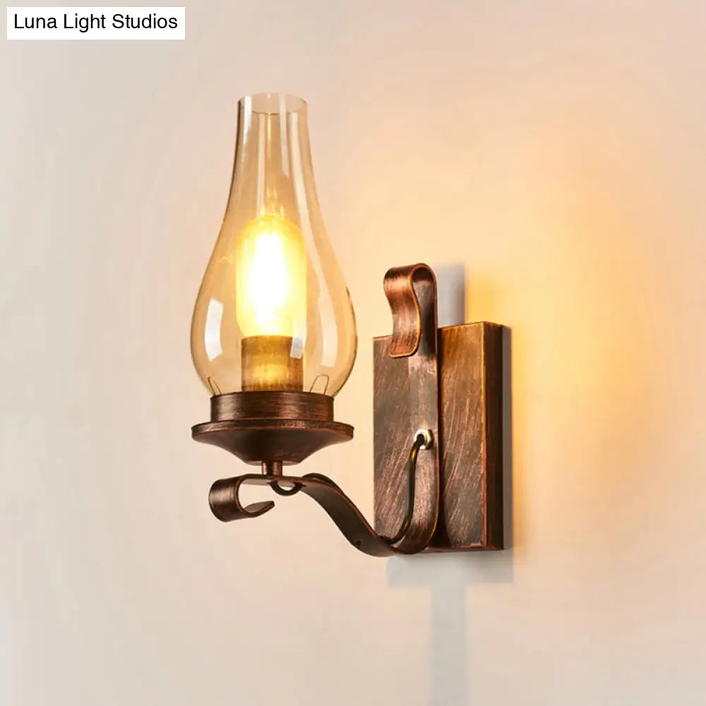 Rustic Clear Glass Lantern Wall Sconce - Perfect Living Room Lighting -  - DINIBLO 