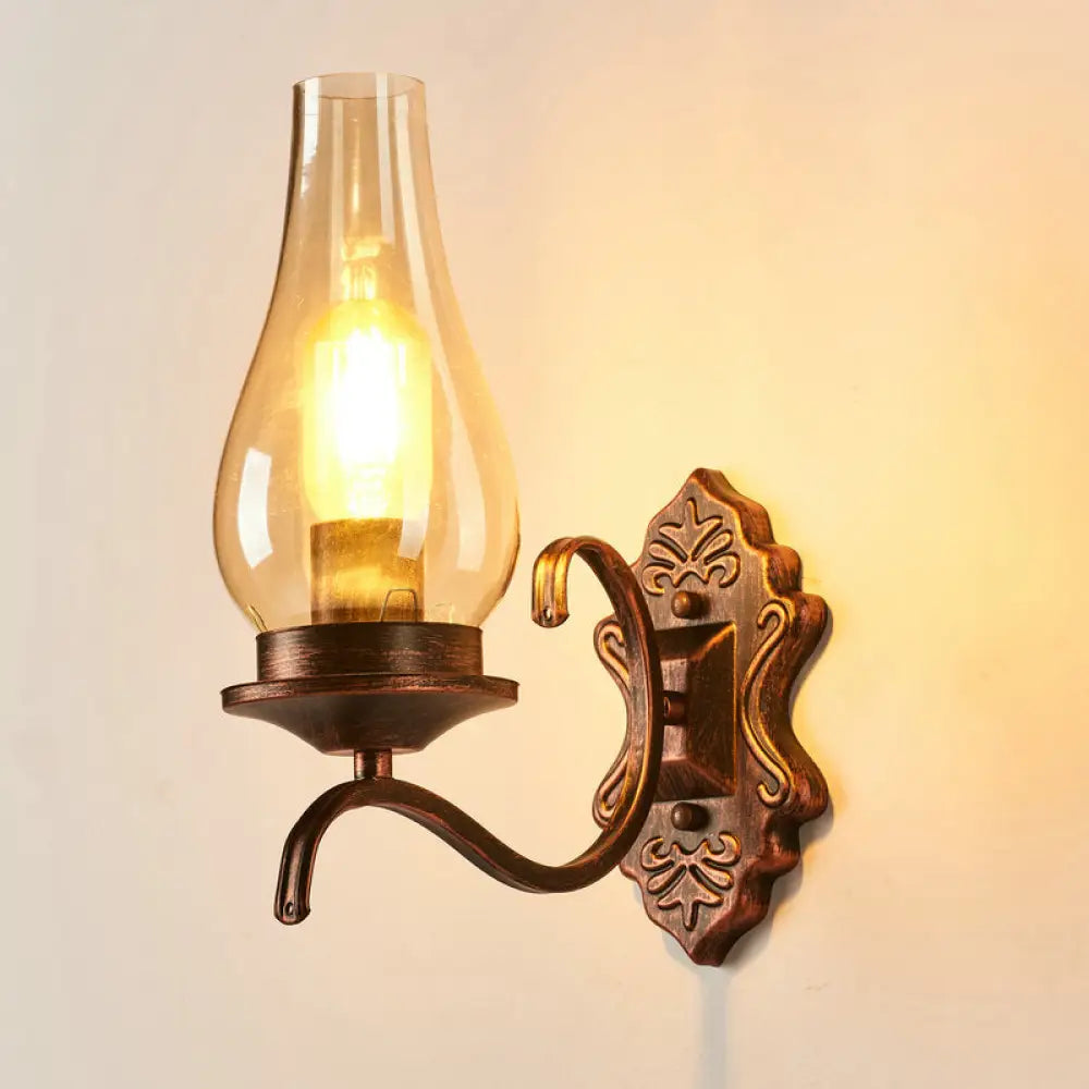 Rustic Clear Glass Lantern Wall Sconce - Perfect Living Room Lighting -  - DINIBLO 