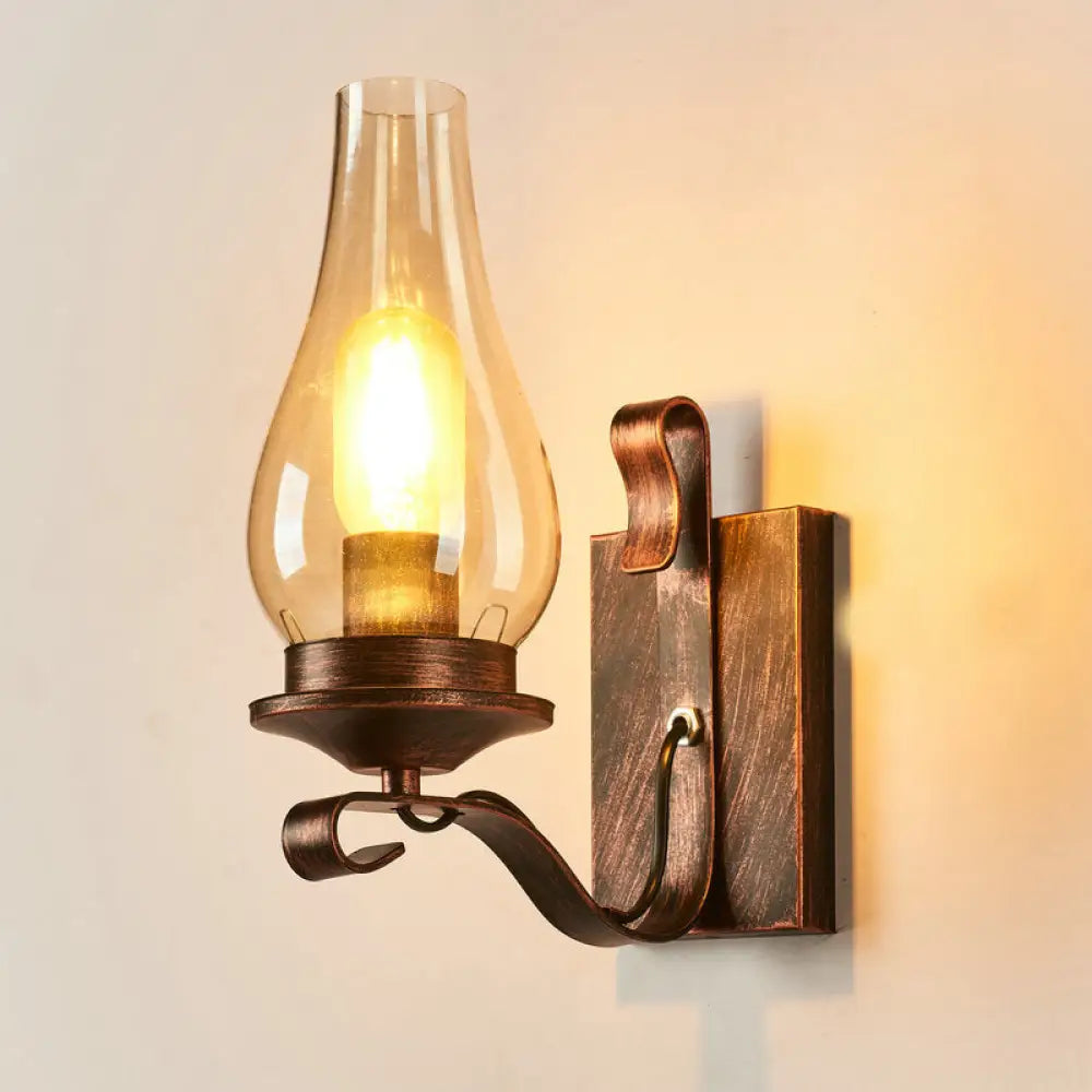 Rustic Clear Glass Lantern Wall Sconce - Perfect Living Room Lighting -  - DINIBLO 