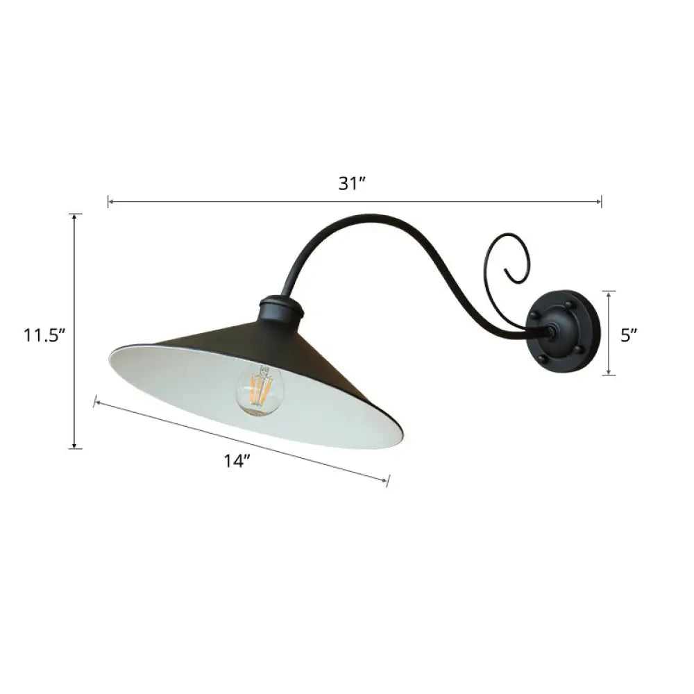 Rustic Metal Black Lampshade Wall Lighting - Outdoor Wall Mount Lamp with Arm -  - DINIBLO 