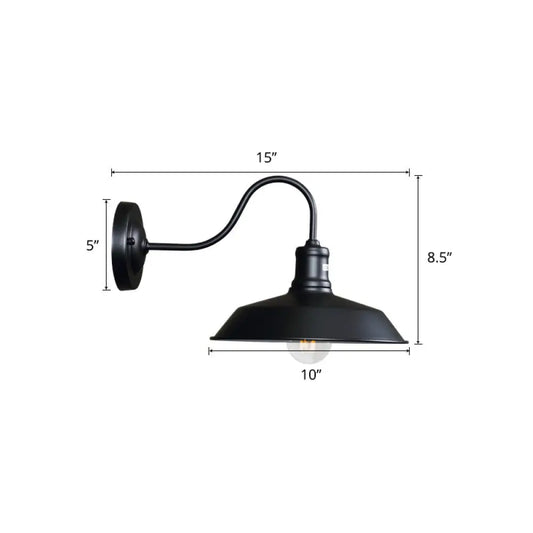 Rustic Metal Black Lampshade Wall Lighting - Outdoor Wall Mount Lamp with Arm -  - DINIBLO 