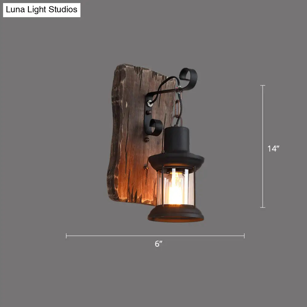 Rustic Wooden Geometric Wall Sconce - Brown 1-Light Wall Mounted Light for Restaurants -  - DINIBLO 