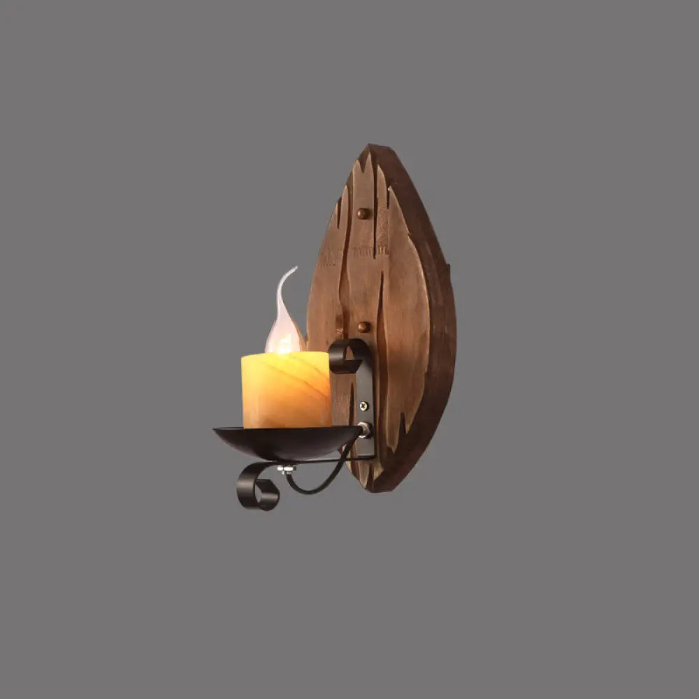 Rustic Wooden Geometric Wall Sconce - Brown 1-Light Wall Mounted Light for Restaurants -  - DINIBLO 