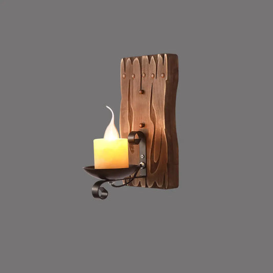 Rustic Wooden Geometric Wall Sconce - Brown 1-Light Wall Mounted Light for Restaurants -  - DINIBLO 